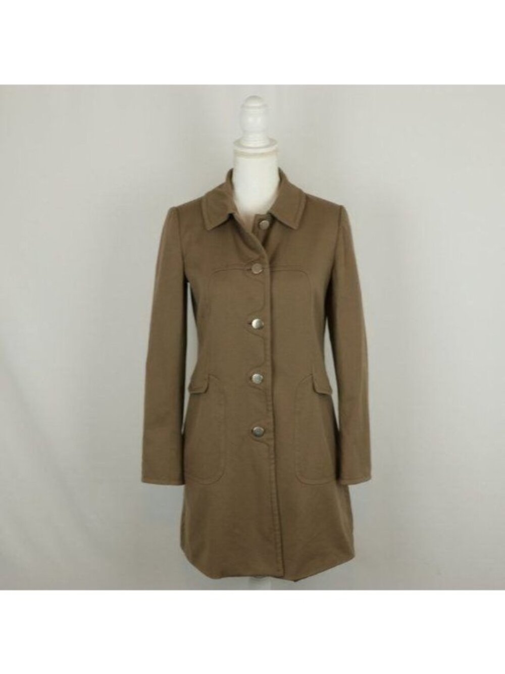 Elie Tahari Women's Small Brown Wool Blend Lined Button Up Trench Coat